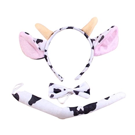 Marlegard® 3PCs Funny Dalmatian Milk Leopard Costume Headband Ear with Tail Tie