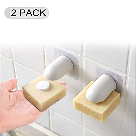 Ecke Magnetic Soap Holder, Self-Adhesive Wall Mount Soap Dish, 2 PCs Hanging Soap Dish for Shower