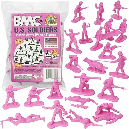 BMC Plastic Army Women - 36pc Pink Female Soldier Figures - Made in USA