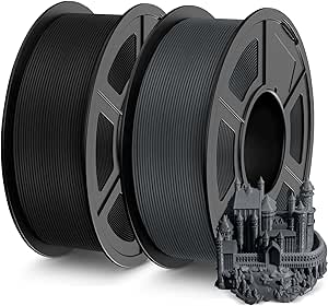 SUNLU PLA 3D Printer Filament, No String PLA Filament 1.75mm, Neatly Wound AntiString PLA 3D Printing Filament, Fast Printing for 3D Printer, Dimensional Accuracy  /- 0.02 mm,1KG,APLA Black Grey