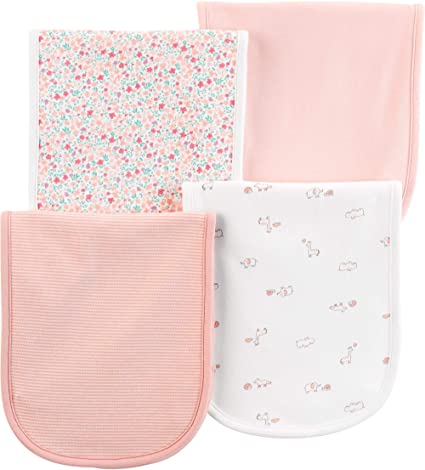 Carter's Baby Boys 4 Pack Cotton Burp Cloths (Pink Giraffe)