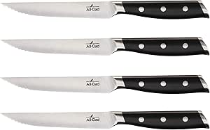 All-Clad Forged German Stainless Steel Steak Knife Set 4 Piece, Fully Forged, Expert Precision, Home Kitchen Knife Set, Knife Block Set, Kitchen Knives, Cookware Utensil, Cook Tool, Ultra Sharp