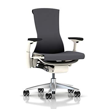 Herman Miller Embody Ergonomic Office Chair with White Frame/Titanium Base | Fully Adjustable Arms and Translucent Casters | Charcoal Rhythm