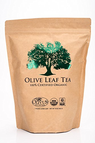 Olive Leaf Tea - Certified Organic - Non-GMO (16 ounce) - Sourced from Spain and Manufactured in USA - Loose Leaf Herbal Tea - Antioxidant Immunity Supplement for Health Wellness & Vitality