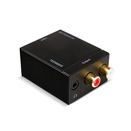 TEORDER Digital Optical Coaxial SPDIF Toslink to Analog Audio Converter with Power Adapter Updated Version DAC with RCA L/R and 3.5mm Headphone Jack
