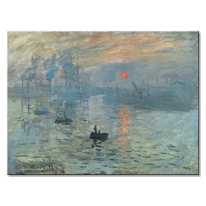 Wieco Art Impression Sunrise Canvas Prints Wall Art of Claude Monet Famous Oil Paintings Reproduction Seascape Ocean Sea Beach Pictures for Home Decorations Modern Stretched and Framed Giclee Artwork