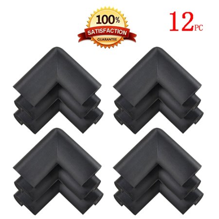 KINGLAKE® 12 Pcs Thick Baby Safety Soft Corner Guards Baby Safety Protectors Furniture Corner Bumpers Black