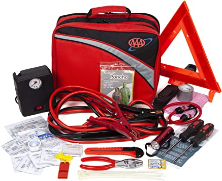 Lifeline 4388AAA Excursion Road, 76-Piece Car Air Compressor, Jumper Cables, Flashlight and First Aid Kit