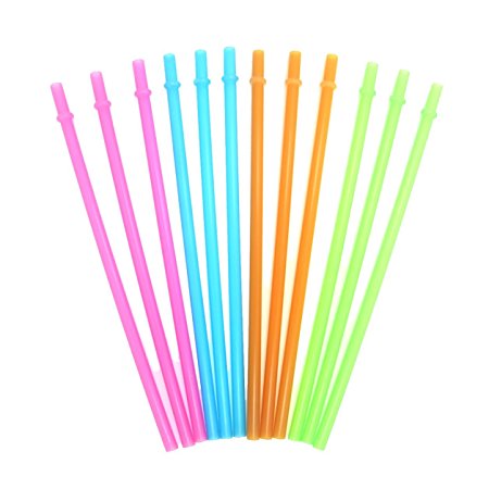 KKMO 12 Piece BPA-Free Clear Reusable Plastic Thick Drinking Straws Mason Jar Straws Mix Assorted Color Hot Pink Blue Orange Green