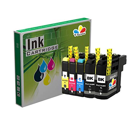 TS Compatible Ink Cartridges Replacement for Brother LC103 LC-103 (2 Black, 1 Yellow, 1 Magenta, 1 Cyan 5-PK) for MFC-J4310DW MFC-J4510DW MFC-J4710 MFC-J470DW MFC-J475DW MFC-J870DW MFC-J875DW