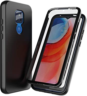 Nuomaofly for Moto G Play 2021 Case with Built-in Screen Protector Designed, Full-Body Heavy Drop Protection Shock Absorption Cover for Motorola Moto G Play 2021 - Black