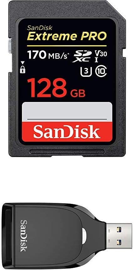 SanDisk 128GB Extreme PRO SDXC UHS-I Card with SanDisk SD UHS-I Card Reader