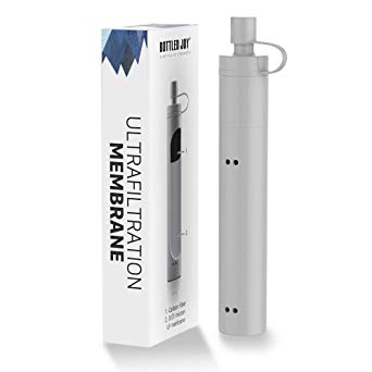 BOTTLED JOY Water Filter, Portable 2-Stage Water Purification BPA Free Personal Water Filtration System for Camping Hunting Hiking Backpacking Travel Survival Emergency and Outdoor Activities