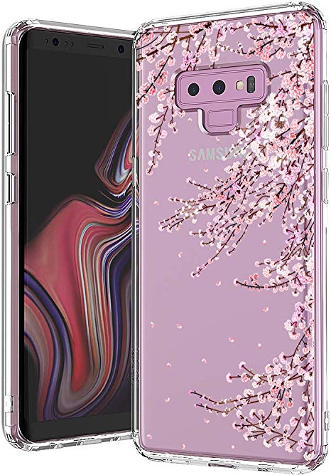 MOSNOVO Galaxy Note 9 Case, Cherry Blossom Floral Flower Printed Clear Design Transparent Plastic Hard Back Case with TPU Bumper Protective Case Cover for Samsung Galaxy Note 9