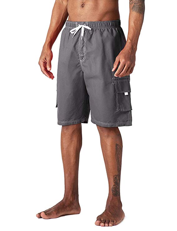 Kyopp Men's Swim Trunks Quick Dry Beach Broad Shorts with Pockets