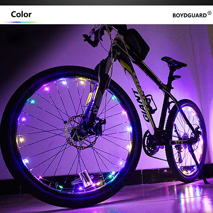 Bodyguard Bike Wheel Lights - Auto Open and Close - Ultra Bright 20 LED Bicycle Spoke Light,Colorful Bicycle Tire Accessories (1 pack) - Waterproof