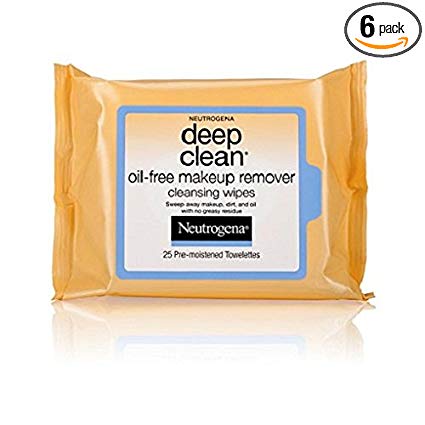 Neutrogena Deep Clean Oil-Free Makeup Remover Cleansing Wipes 25 Ct (Pack of 6)