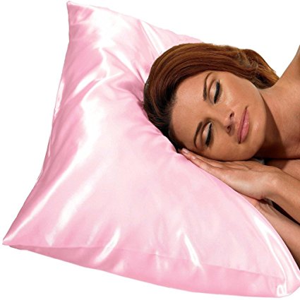 Hidden Zipper Satin Pillowcase, Choice Of Different Color's And Size's (King, Pink)