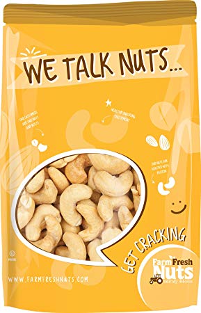 Dry Roasted CASHEWS Himalayan Salted - Small Batch - Oven Roasted - Without Oil (2 LBS.) By Farm Fresh Nuts