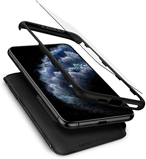 Spigen Thin Fit 360 Designed for Apple iPhone 11 Pro Max Case (2019) Screen Protector Included - Black