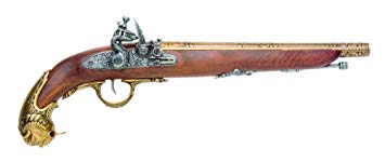 Denix 18th Century German Flintlock Pistol, Brass - Non-Firing Replica