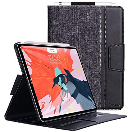 Toplive iPad Pro 11 Case (2018), [Support Apple Pencil Charging] Canvas Stand Folio Case Cover for Apple iPad Pro 11 inch 2018 with Auto Sleep Wake Function and Multiple Viewing Angles, Black
