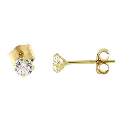 14k Yellow or White Gold Cubic Zirconia Stud Earrings