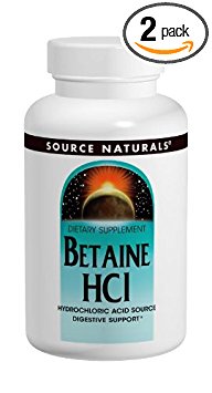 Source Naturals Betaine HCl, 650mg, 90 Tablets (Pack of 2)