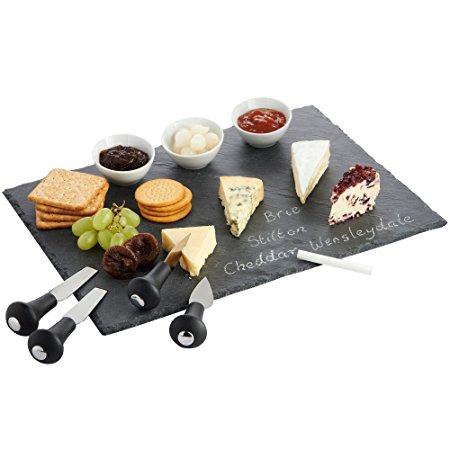 VonShef Cheese Tray and Dipping Accessories with Slate Tray for Cheese with Knives and Dishes