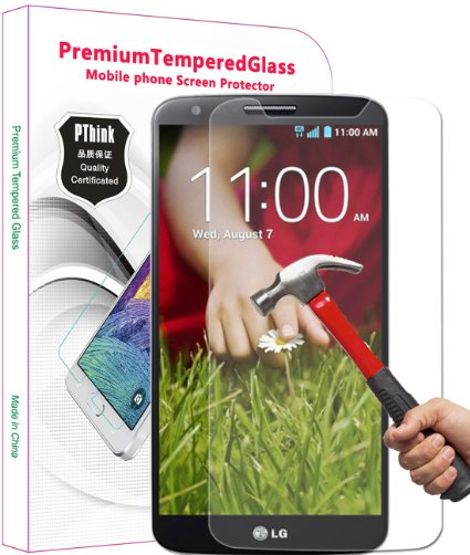 PThink 03mm Ultra-thin Tempered Glass Screen Protector for LG G2 with 9H HardnessPerfect Anti-scratchFingerprint and water and oil resistant LG G2
