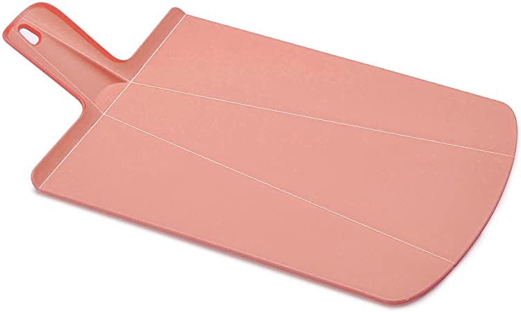 Joseph Joseph Chop2Pot Foldable Plastic Cutting Board 19 x 10.75 Non-Slip Feet 4-inch Handle Dishwasher Safe, Large, Soft Pink