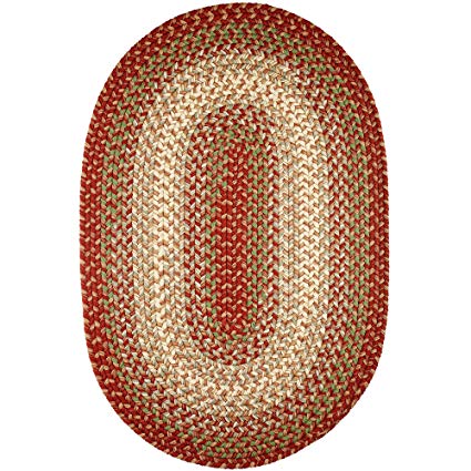 Hartford 3' X 5' Oval Braided Rug Indoor/Outdoor Rug Kitchen Rugs in Red Sunroom/Porch Carpet