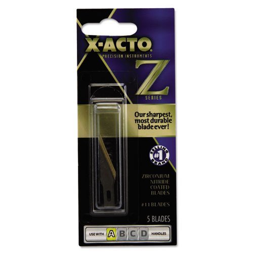 X-ACTO Z Series Light-Weight Replacement Stainless Steel Blade, No 11, Gold Hue, Pack of 5