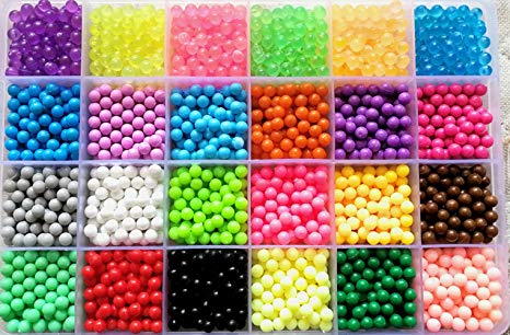 Vytung Water Fuse Bead 3600 Beads 24 Colors(6 Jewel) 148 Designs Spray and Stick Refill Beads for Kids Beginners Activity Pack (24 Color Pack)
