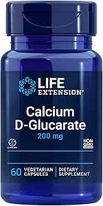 Life Extension, Calcium-D-Glucarate, 200 mg, 60 Capsule vegane, Testato in Laboratorio, Senza Glutine, Vegetariano, Senza Soia, Non OGM