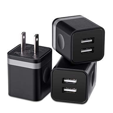 X-EDITION USB Wall Charger, 3-Pack 2.1A Dual Port USB Power Adapter Wall Charger Plug Charging Block Cube Compatible with iPhone Xs Max Xs XR X 8 7 6S 6 Plus, Samsung, LG, HTC, Moto, Pixel More