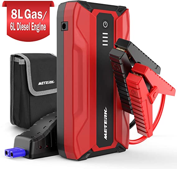 Meterk Portable Car Jump Starter, Meterk 1500A Peak 18000mAh Car Jump Starter (up to 8.0L Gas, 6.0L Diesel Engine),12V Auto Battery Booster,Quick Charger,Portable Power Pack for Cars, Trucks, SUV