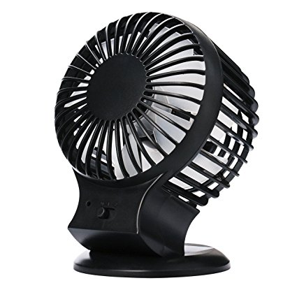 Veesee Portable Rechargeable Fan Desktop Desk Table Electric USB Mini Fan Strong Wind Portable for Home Office Baby Stroller Laptop Outdoor Travel (Black)
