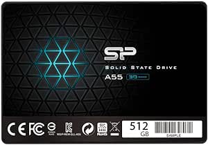 Silicon Power-512GB SSD 3D NAND A55 SLC Cache Performance Boost SATA III 2.5" 7mm (0.28") Internal Solid State Drive Black