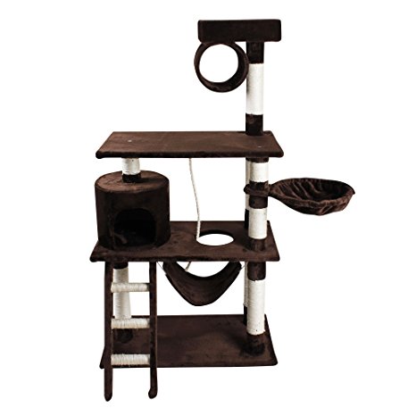 iPet 56“ Cat Tree Condo Cat Furniture Scratching Post Pet House Cat Exercise Tree in Brown