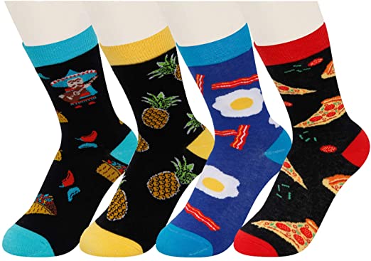 HAPPYPOP Boys Crew Socks Novelty Crazy Shark Animal Space Sports Food Socks for Kids Gift Box