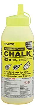 TAJIMA Micro Chalk - Fluorescent Yellow 32-oz (907g) Ultra-Fine Snap-Line Chalk with Durable Bottle & Easy-Fill Nozzle - PLC2-FY900
