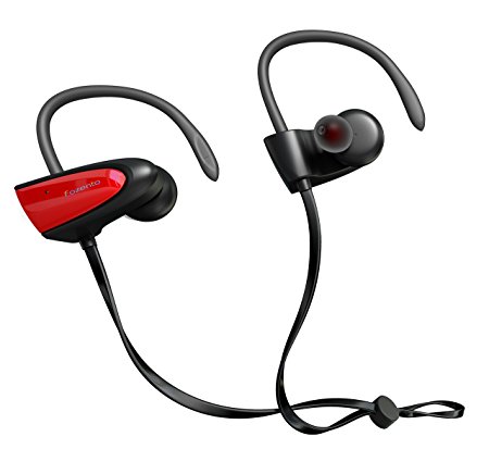Bluetooth Earphones by SGIN, Wireless Bluetooth V4.2 Earphones - Sport IPX5 Waterproof Neckband Headset with Microphone for Gym & Running(Red) - Fozento