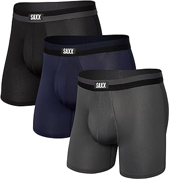 Saxx Men's Underwear - Sport Mesh Boxer Brief Fly 3 Pack with Built-in Pouch Support - Underwear for Men