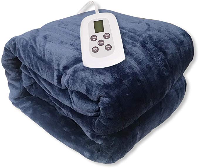 Westerly Full Size Microplush Electric Heated Blanket, Dark Blue