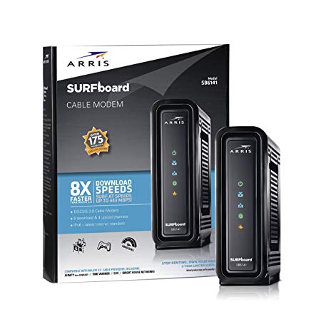 ARRIS SURFboard SB6141 DOCSIS 3.0 Cable Modem - Retail Packaging - Black