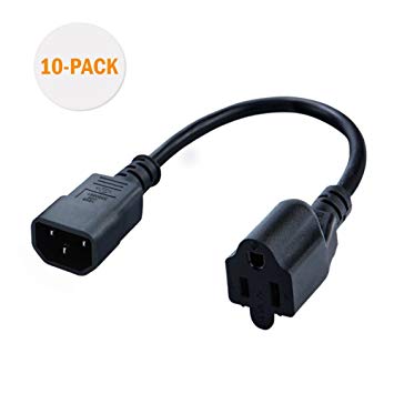 CableCreation [10-Pack] 1 Foot 18AWG Standard Computer Power Adapter Cord NEMA 5-15R to IEC320 C14, 0.3M/Black