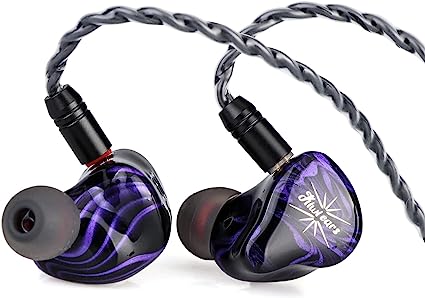 Linsoul Kiwi Ears Quartet 2DD 2BA Hybrid In-Ear Monitor, HiFi Earphones with Hand-crafted Resin Shell, Detachable OFC Silver-plated IEM Cable for Audiophile Musician DJ Studio Gaming (Purple, Quartet)