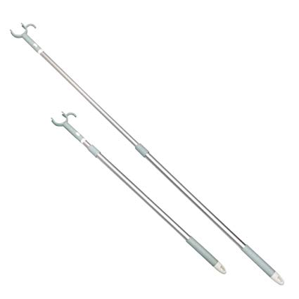 Asunflower Retractable Reach Sticks 45.67" Telescoping Long Reach Closet Pole Adjustable Clothesline Pole with Utility Hook