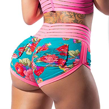 YOFIT Women Yoga Shorts Ruched Butt Sport Gym Push up Running Elastic High Waist Shorts Butt Lifting Hot Pants